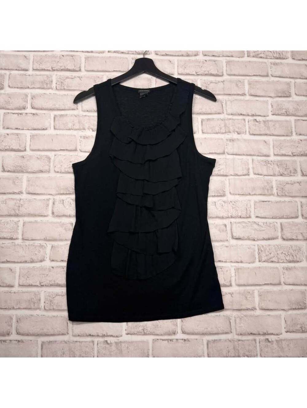 Club Monaco Wool Blend Black Ruffled Sleeveless Sweater Women's L